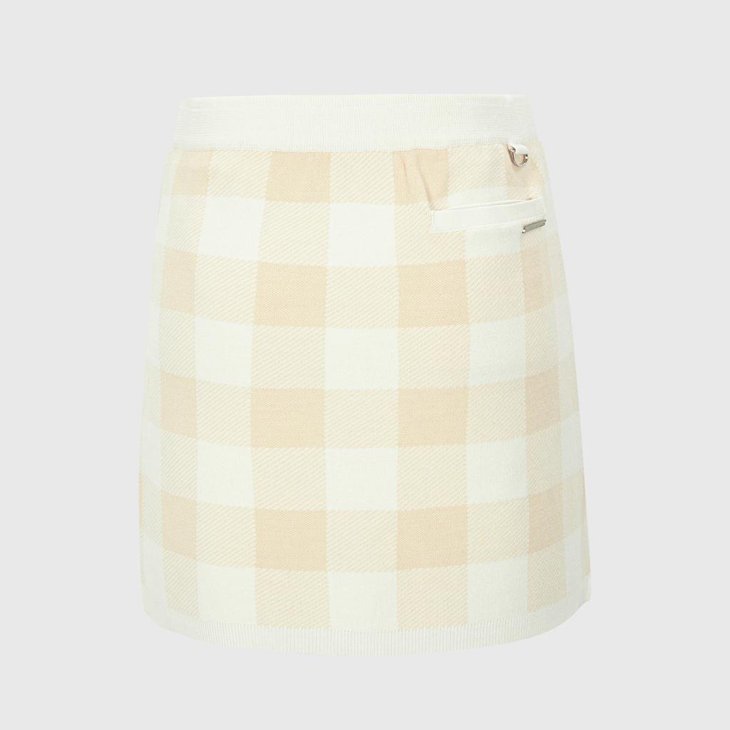 Rick Side Slit Check Knit Skirt (Ivory) _L3C1-Ns07K