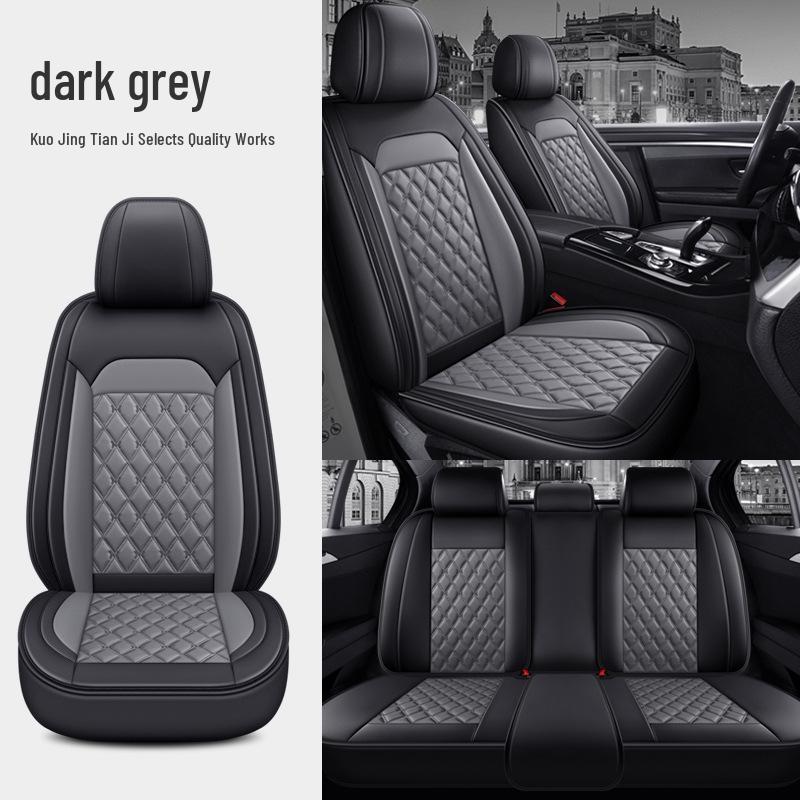 All-Season Universal Leather Car Seat Cover with Diamond Design - Breathable & Durable for Five Seats
