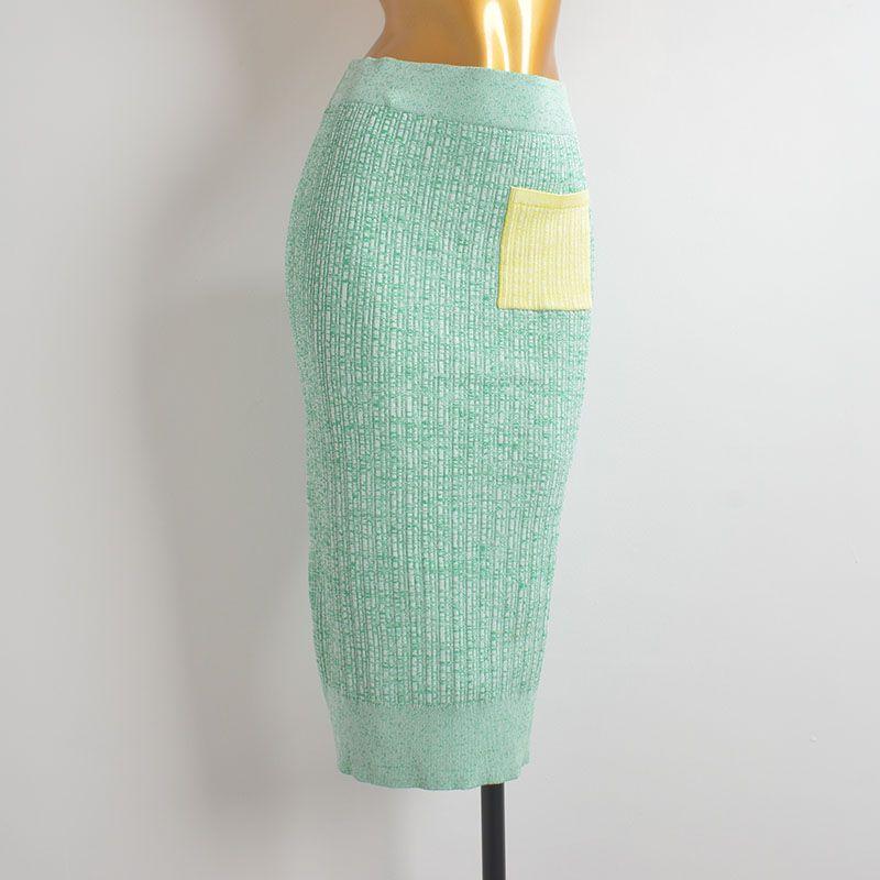

Foreign Trade Retro High Waist Slimming A Word Skirt Women clothes Spring and Summer New Versatile Temperament Mid-Length Sheath Skirts Fluorescent Green XL