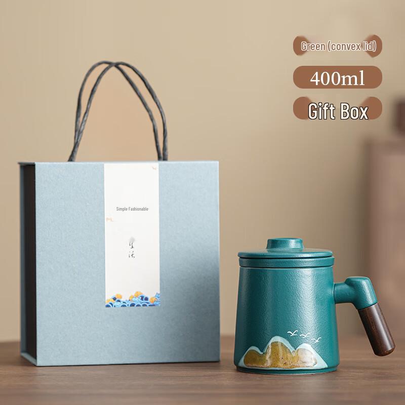 Coarse Pottery Mountain Bird Mug with Lid Coarse Pottery with Domed Lid and Gift Box