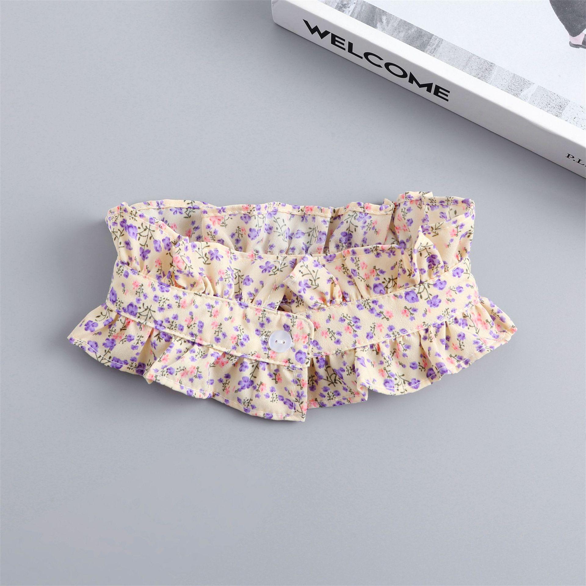 

Women Pleated Ruffled Stand Detachable Collar Blouse Shirt Stand Collar Decorative Neck Ruff Choker Clothing Accessory