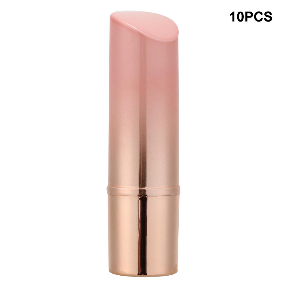 10pcs Round Empty Lipstick Tube Lip Balm Refillable Shell Container DIY Case Pink and Gold Gradient