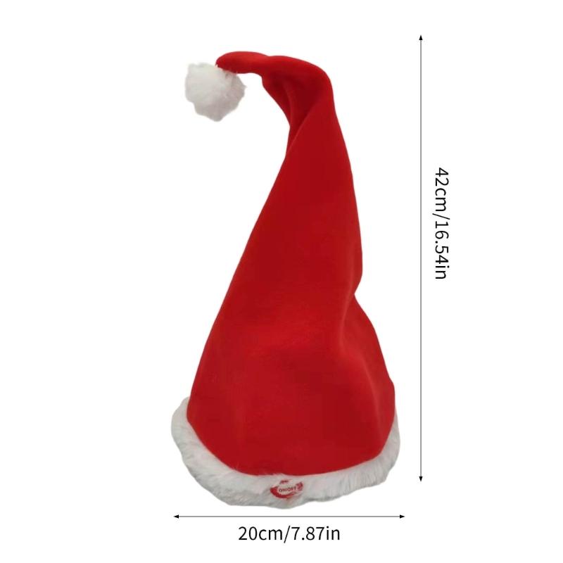Pacote com 2 Chapéus de Papai Noel Musicais Dançantes Alimentados por Bateria Balanço Automático Chapéu de Festa de Natal com Música Embutida para Reuniões Familiares
