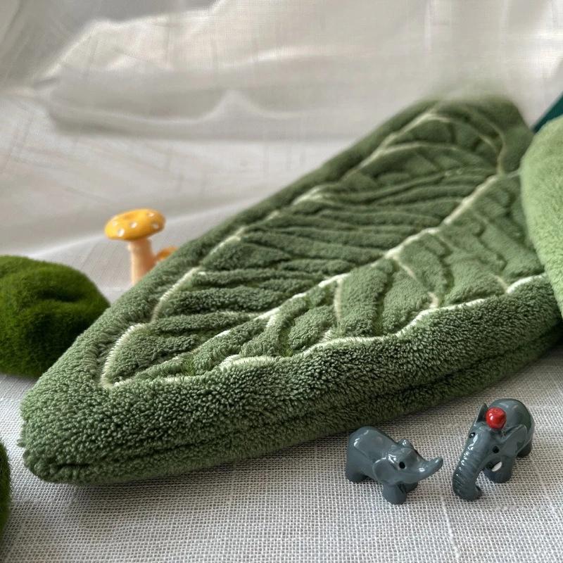 Hand Towel Plant Modeling Kitchen Cleaning Absorbent Coral Fleece Hand Towel Hanging Type Thickened Kitchen Towel