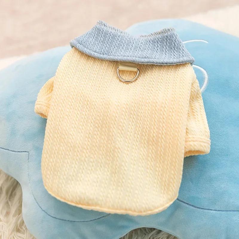 

Cute Dog Winter Color Block Bottoming Shirt Small Dog Teddy Cat Warm Two-Legged Pet Clothes XS (weight 1-1.5 kg)