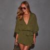 Amazon Europe and the United States autumn new fashion long-sleeved solid color strap temperament shirt dress