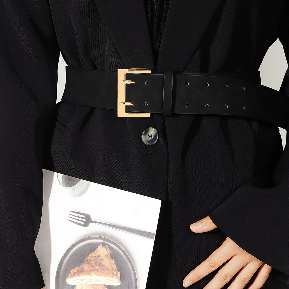 Trendy Suede Leather Wide Belt Casual Business Waist Strap Retro Pin Buckle Waistband  Gifts