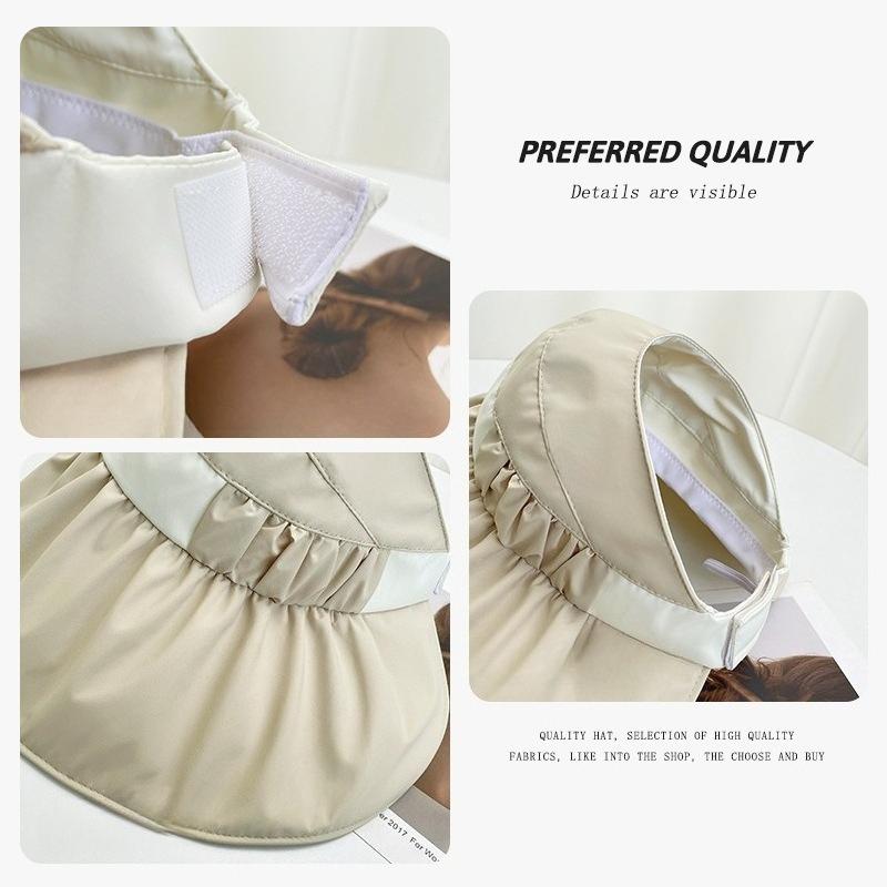 Summer outdoor riding shade versatile large brim empty top bucket hat women