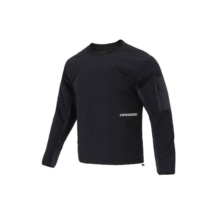 Air Jordan 23 Engineered Contrast Color Stitching Round Neck Pullover Padded Clothes Black Unisex DC9657-010 M