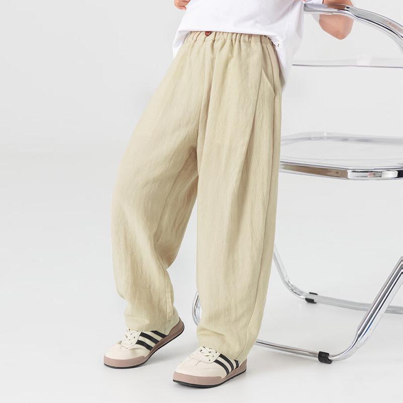 Lehké letní kalhoty pro chlapce z Tencelu a lnu, široké nohavice, zakřivený střih