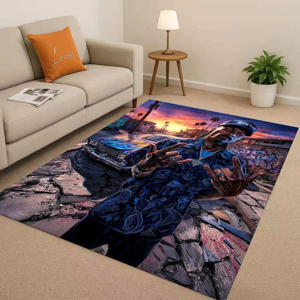 3D Classic Top Hip Hop Rapper Star Cartoon Art Living Room Non-Slip Area Rug Carpet for Bedroom Playroom Sofa,Home Decor Doormat