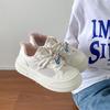 Leather Platform White Shoes Women's 2025 New Mesh Breathable Mesh Shoes Sweet Versatile Student Casual Lightweight Board Shoes