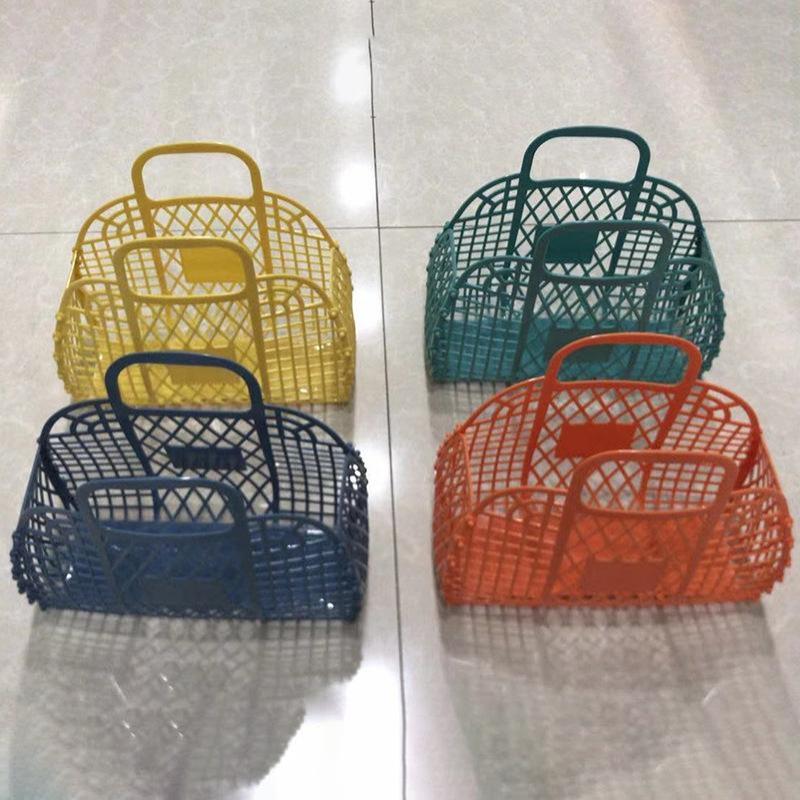 Plastic Bath Storage Basket Portable Hollow Out Quick Dry Bathroom Organizer for Home College Dorm Gym Shopping Use
