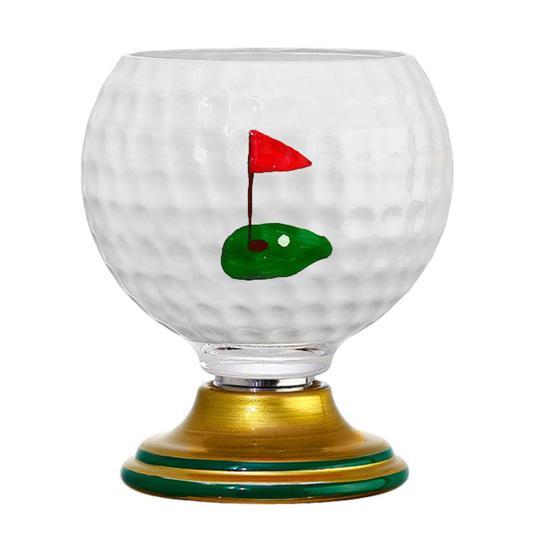 3D Rotating Ball Glass Cup, Creative Soccer Basketball Baseball Golf Design Glass Tumbler, 300ml Lead-Free Drinking Mug for Sports Fans C