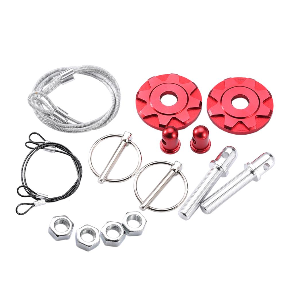 Aluminum Engine Hood Pin Plate Bonnet Lock Clip Kit Car Modification Accessory Quick Release Hood Bonnet Pin Lock