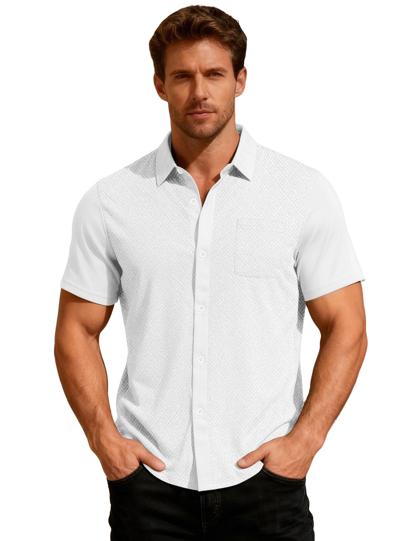 Men S Summer Loose Breathable Short Sleeve Jacquard Cardigan Shirt S