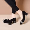 Pointed single shoes women's 2025 spring shallow loafers simple temperament rhinestone banquet shoes two kinds of high foot shoes