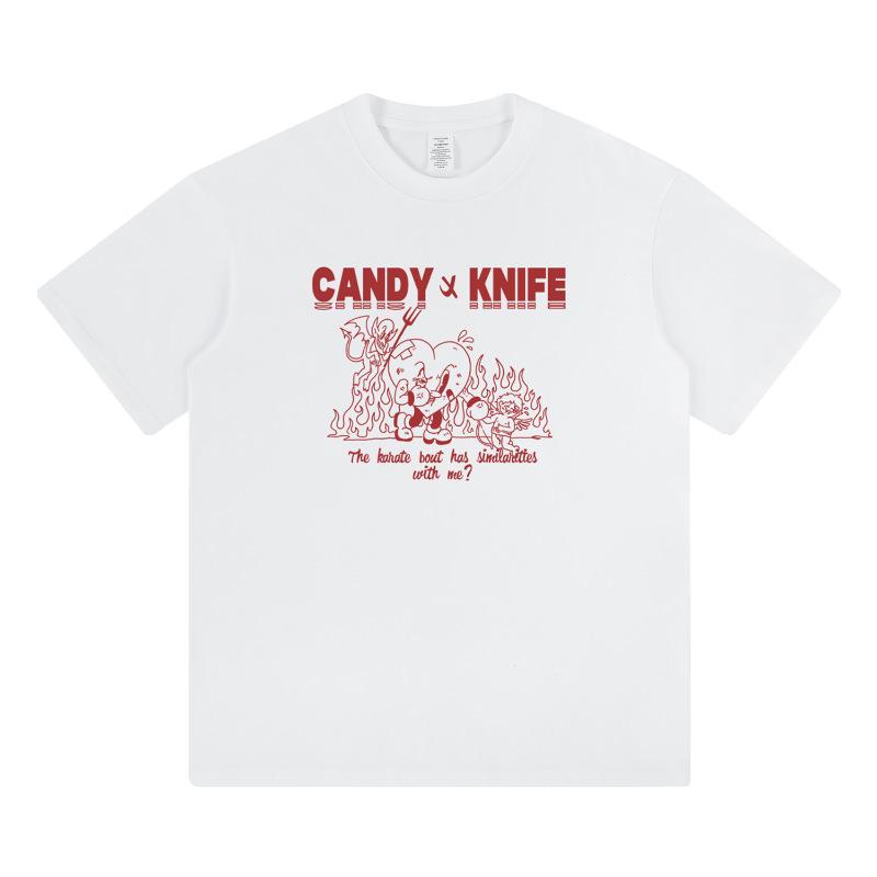 Engel & Teufel Cartoon Liebe/Hass Streetwear Paar T-Shirt - Unisex Kurzarm