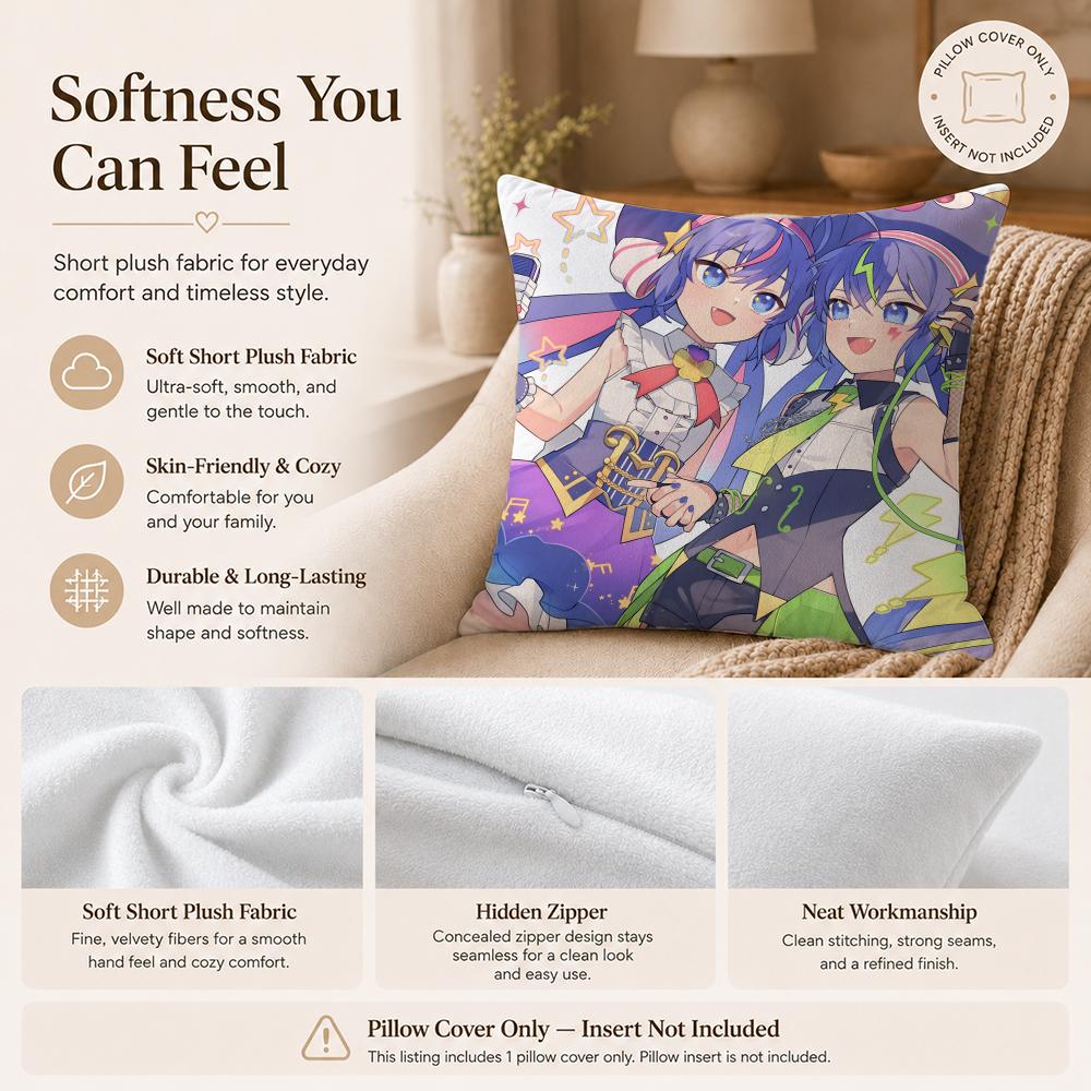 Vocaloid O‑Otomachi Una Cushion Cover Double-Sided Printed Pillow Cover Hypoallergenic Dust-Mite Proof