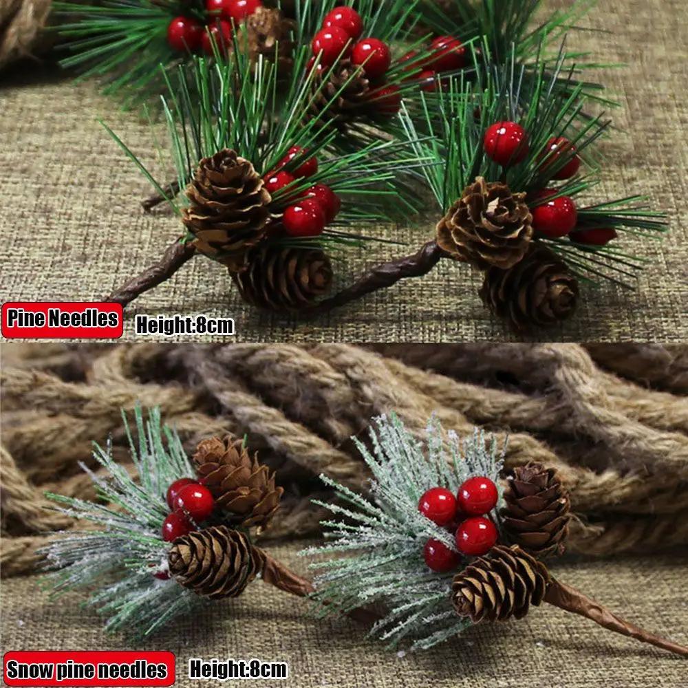 Christmas Ornament Xmas Tree Decor Holly Branch Christmas Pine Cone Artificial Pine Needles Artificial Pine Artificial Flower
