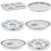 Blue & White Porcelain Melamine Compartment Plate: Ideal for Fast Food, School Canteens, and Kindergartens with 5 Sections.