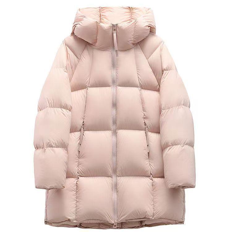 Winter Womens Fashion Hooded Long Sleeves Coat Thickened Warm Korean Style Down Jacket