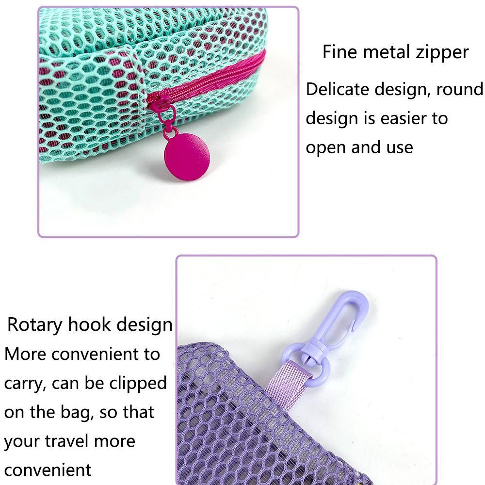Portable Mesh Zipper Bags Lightweight Cosmetic Accessories Organizer Travel Toiletry Pockets  Girls