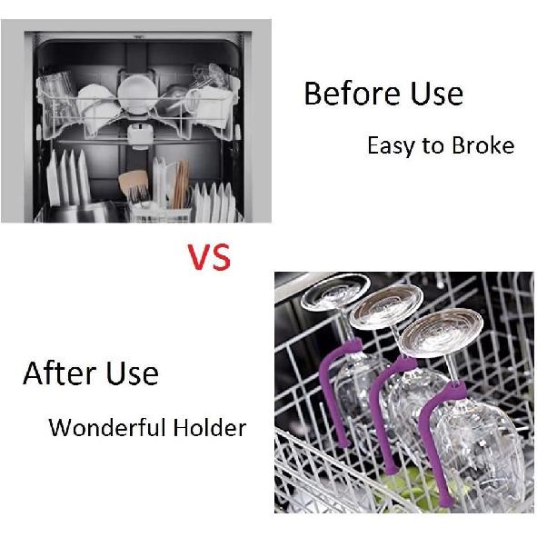 Wine Glass Dishwasher Holder Stemware Saver Flexible Dishwasher Attachment 4 pcs