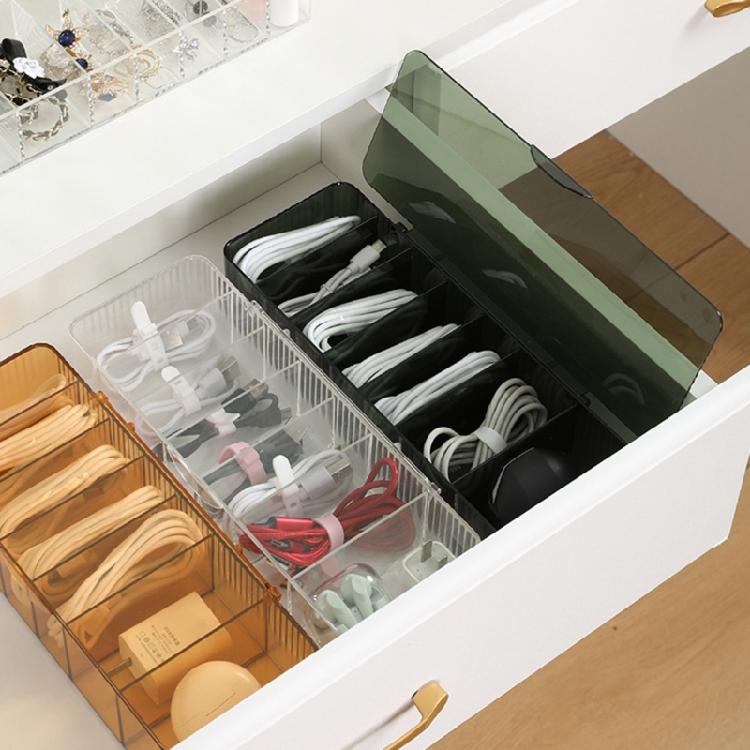 Cable Storage Box with Lid Clear Charger Cord Organizer Desk Organization Case