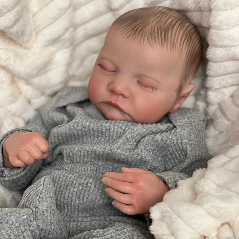 Realistic Reborns Newborn Baby 19Inch Sleeping Infant Doll Silicone/Cloth Body Baby with Clothes and Accessory Gift Set