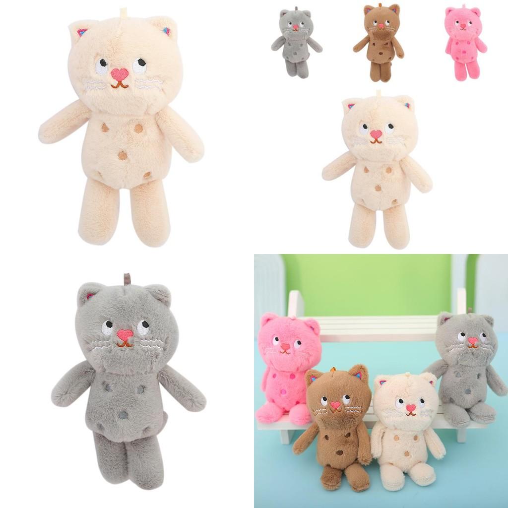 Adorable Polka Dot Cat Plush Doll Keyring In Soft Snow Melton Fabric For Cat Lovers
