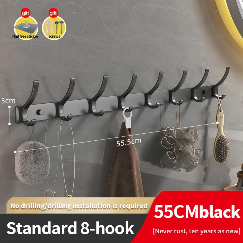 YUNJIEYA Black/White/Gun Grey Door Hooks Clothes Hanger Storage Bedroom Clothes Hook Wall Hanging Kitchen Bathroom Accessories