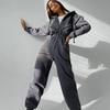 Women Autumn Winter Solid Color Hooded Bodysuit Top with Wide Leg Pants Loose Long Sleeve O Neck Hoodies Suit