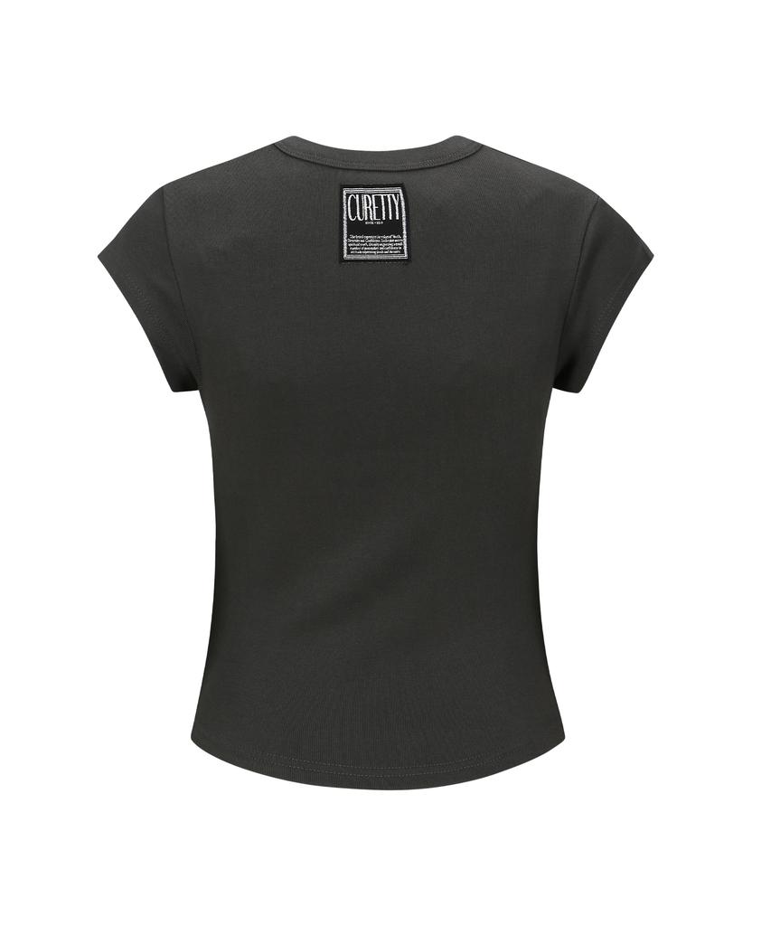 Kyuliti C 90S Line Basic T-Shirt_Charcoal