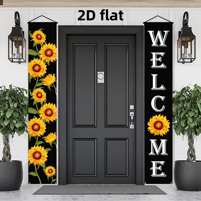 2D Flat, 2D Flat - 2D Flat, 2D Flat - 2D Flat Party Banner, a Pair of Black Sunflower Decorative Banners, Exquisite Porch Hanging Decorations, Perfect