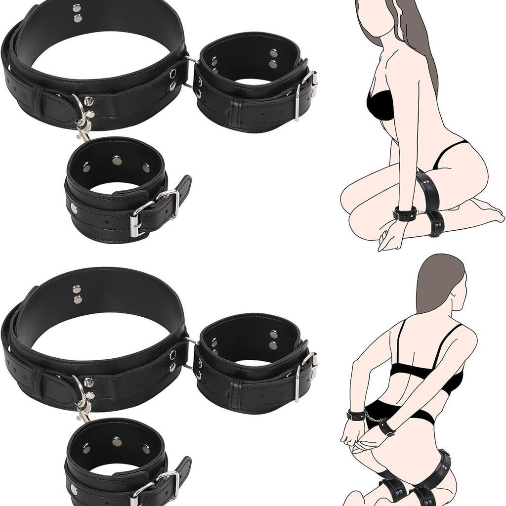 Handcuff Toys Adult Sex Couple  Set PU Leather Erotic Harness Backhandcuff Ankle Cuffs SM Slave Bondage Fetish Kit Set Toys