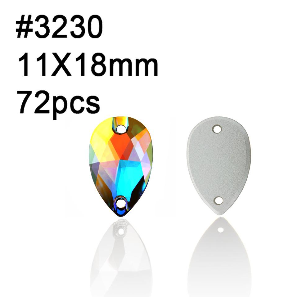 Yanruo AB Color Sew on Glass Crystal Sewing  Rhinestone Crystal Flat Back Rhinestone for Dresses