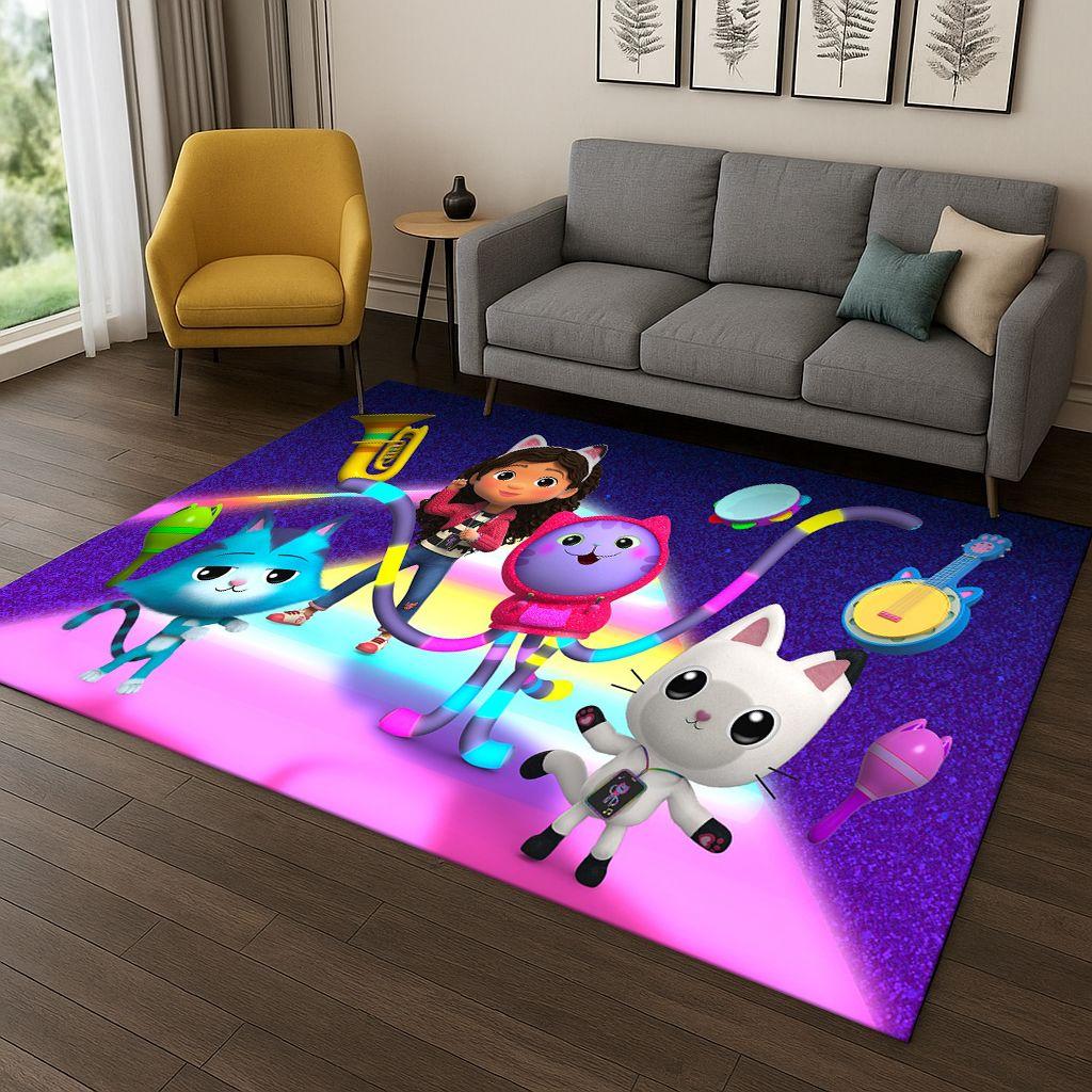 Roztomilý Gabbyin domeček pro panenky Kreslená holčička Koberec Kobereček do ložnice Obývacího pokoje Pohovky Rohožka Domácí dekorace, Kobereček pro dětskou herní zónu Protiskluzový Dárek