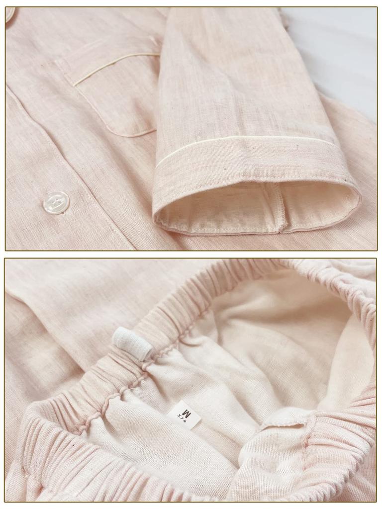 Kaitak Family Suimin Care Botanische Gaze Hergestellt in Langen Soliden Größen 3L Damen Dreilagiger Pyjama, Japan, 100% Baumwolle, Ärmel, Farbe, Frühling, Herbst,