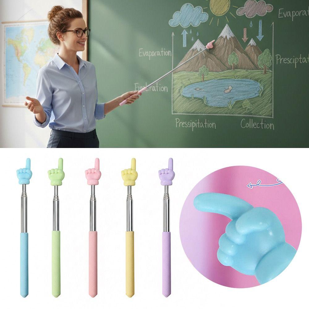 Stainless Steel Teaching Pointer Macaron Color Soft Finger Design Reading Sticks Retractable Teaching Stick School Office