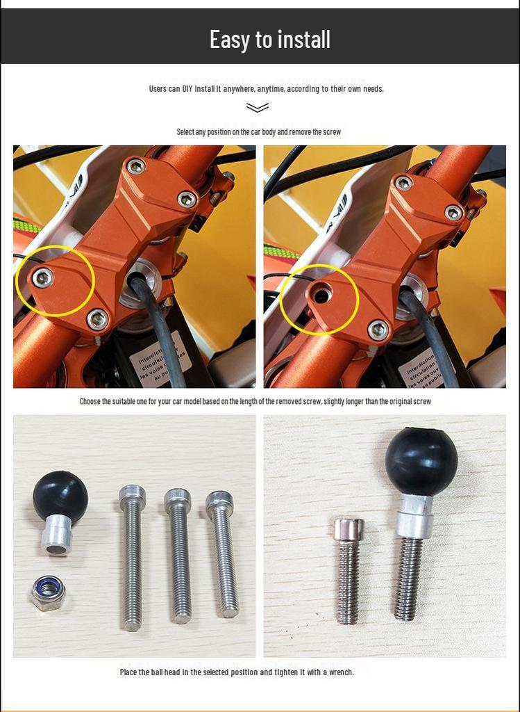 Motorrad-Handyhalter & Rekorder Kugelkopfbefestigung mit M8-Schraube