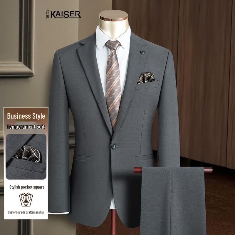 Men s Notched Lapel Business Casual Two-Piece Suit Set 46