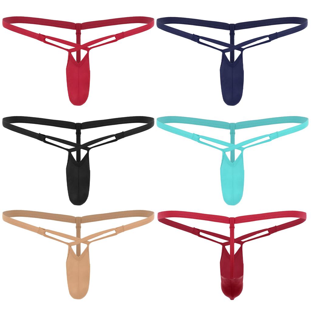 Men Micro Thongs Panties Stretchy Underwear Male Lingerie Shorts Low Waist Underpants Thong Straps G-string