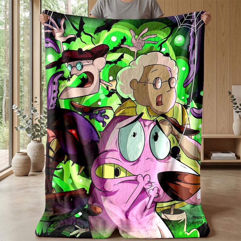 Soft Flannel Blanket Lightweight Cozy Bedroom Living Room CoverCourage the Cowardly Dog