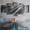 Bos Zonnestralen Zonneschijn Landschap 5 Delig Canvas Wandkunst Multi Paneel Print Moderne Poster Huisdecoratie Zwart-wit Afbeelding Cadeau Voor Hem Haar