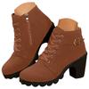 2026 Lederstiefel Damenschuhe Klobige Hohe Absätze Stiefel Modischer Klassischer Stil Atmungsaktive Keilstiefel für Damen Stiefel