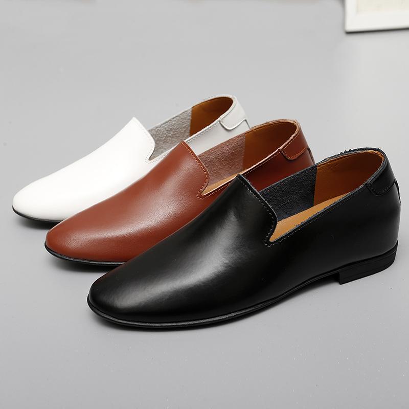 Loafers Men Elevator Shoes Men's Casual Shoes Male Buiness Cow Leather Shoes Height Increase Shoes Insoles 5CM Formal Tall
