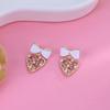 Silver Needle Rhinestone-Studded Bow Pearl Earrings - Light Luxury High-End Design