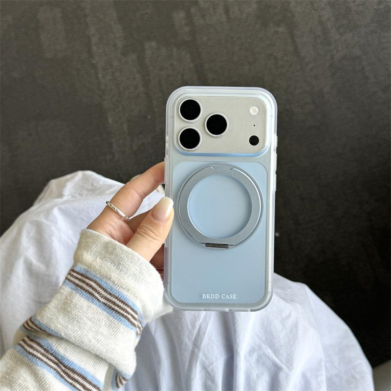 Frosted Semi-transparent Solid Color 111 Rotating Bracket for iphone11Promax Apple 11 Mobile Phone Case 11Pro Women