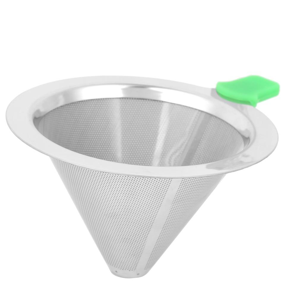Stainless Steel Pour Over Coffee Filter Double Layer Drip Coffee Maker Coffee Drip Cone Home Use